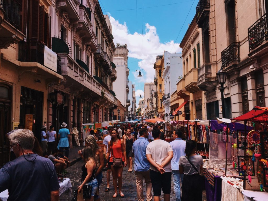 A street market scene from Argentina, South America.